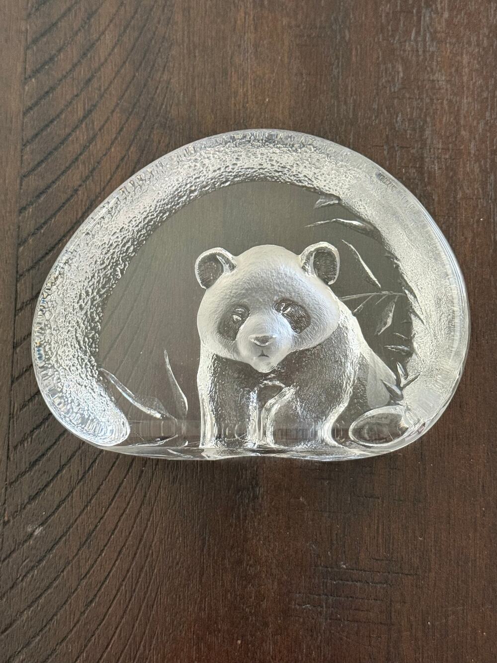 Vintage Mats Jonasson Sweden Panda Crystal Sculpture Signed 3254 Art Glass